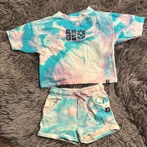 Rags and Couture Kids Tie-Dye Set - Blue and Pink
